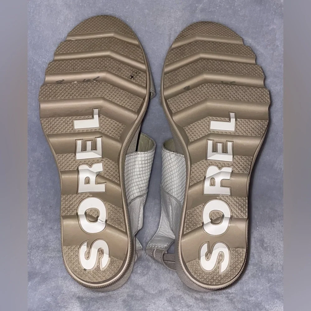 Sorel Women’s Joanie II White/Ivory Textured Wedge Sandals Slingback NL3557-125 - Picture 9 of 11